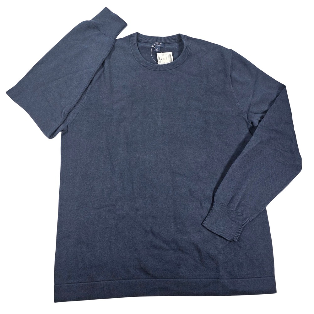 J.Crew Cotton Crewneck Sweater Tee Navy Blue Medium Mens Preppy Coastal Pullover
